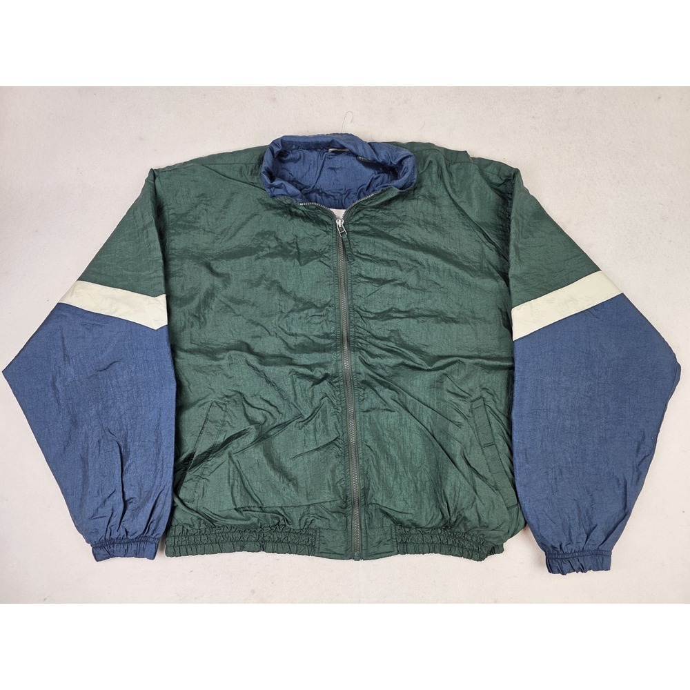 Vintage Taylor Windbreaker 90s Color-Block Accent Stripe Full Zip Jacket Mens L